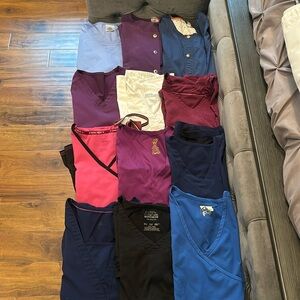 SCRUB BUNDLE!!!! 17 tops, 2 jackets, and 3 pants! XS/S